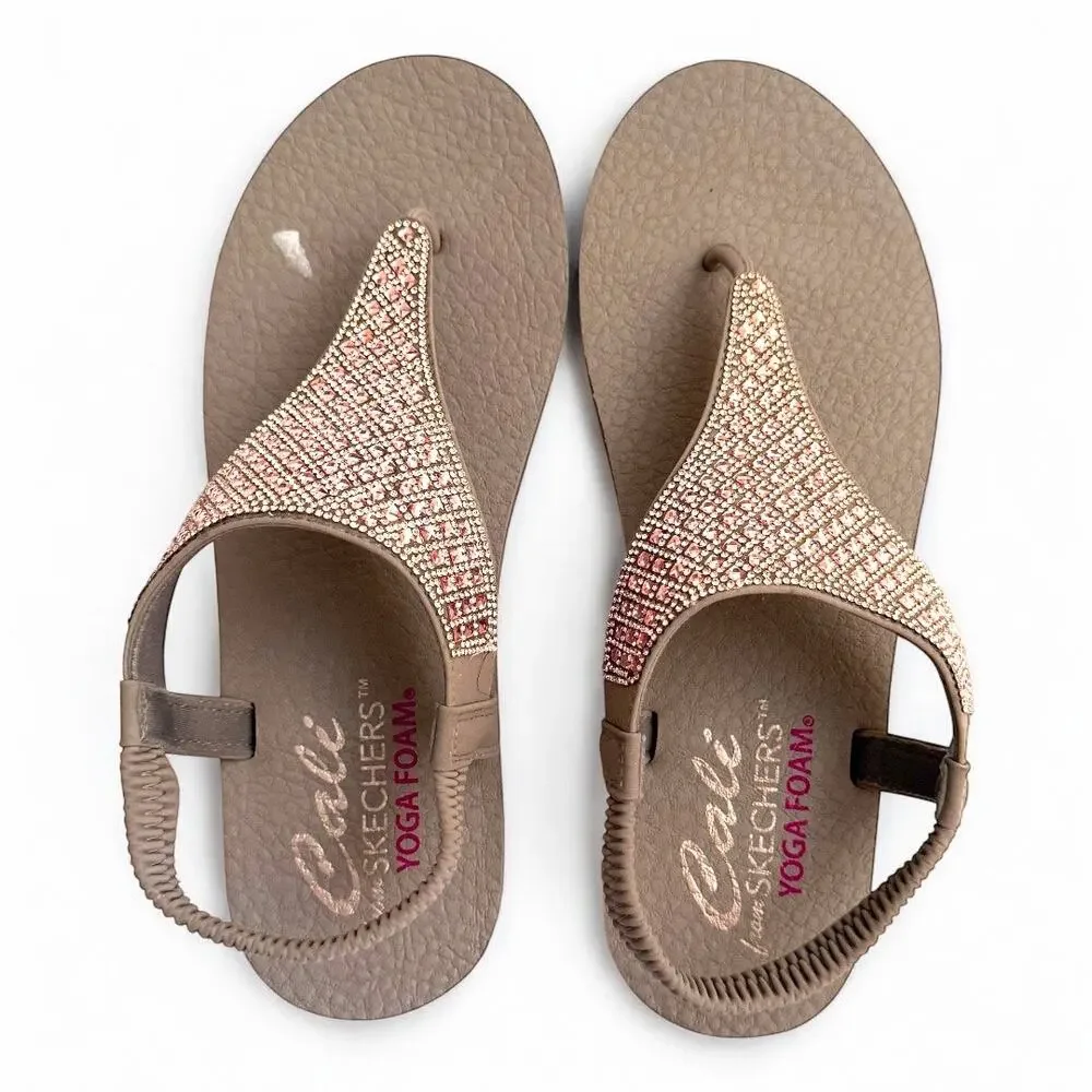 Cali for Skechers Yoga Foam Embellished Sling Back Sandals Taupe -Size 10 - Picture 4 of 8